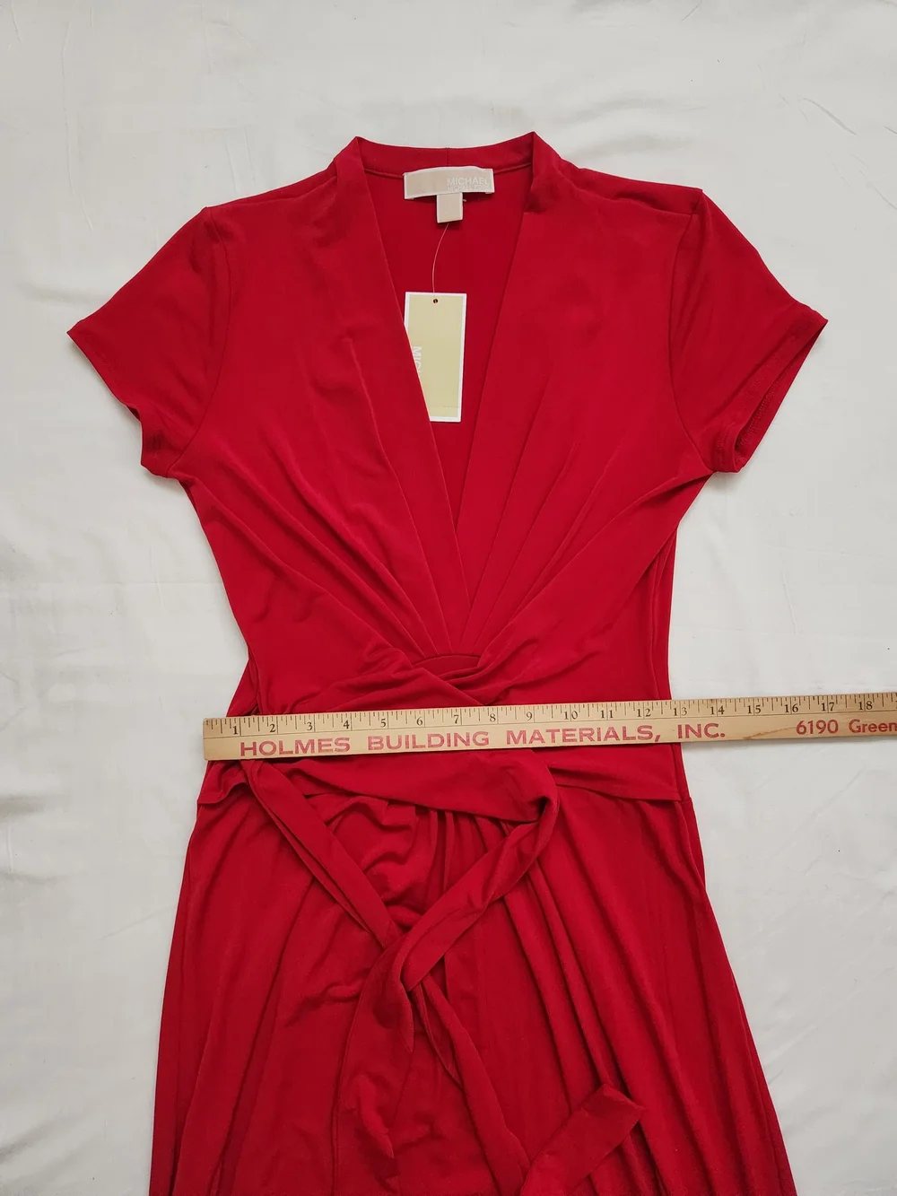 Michael Kors Red High-Low Wrap  Whimsical Maxi Dress